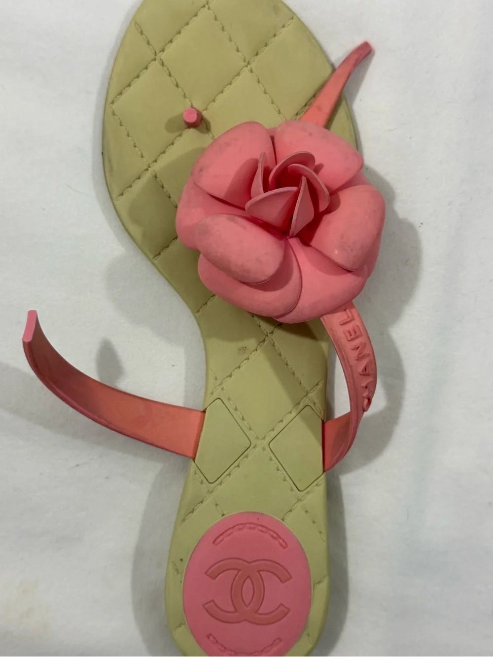 CHANEL Camellia Jelly Thong Sandals Pink EU 37 Repair / Crafts / Parts